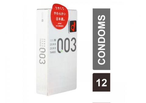 Ultra-Sensitive Thin Condom by Okamoto 003 (0.03mm) -  L Size - (Contains 12 pcs) - Made in JAPAN