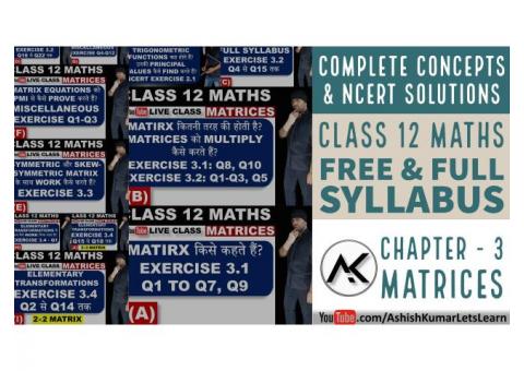 Free Online Classes for Matrices Class 12 Maths