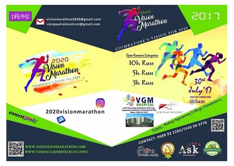 2020 Vision Marathon Registration: Coimbatore Marathon 2017 - Sunday July 30th