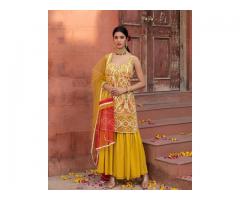 Embroidered Georgette Yellow Suit