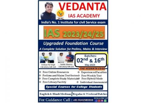 Vedanta IAS Academy  JOIN NOW!! seats are limited