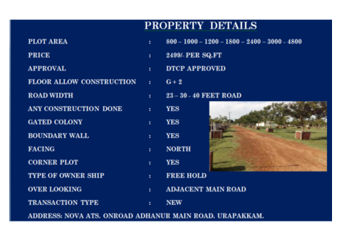 DTCP APPROVED ON ROAD PLOT IN URAPAKKAM 9791013940