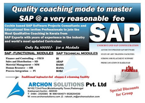 SAP Institute in Cochin by the Experts