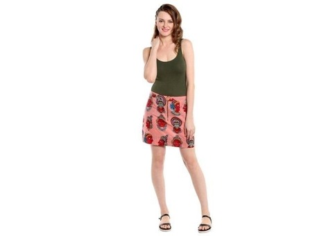 Pink Katak Face Printed Mini Skirt at ShoppyZip