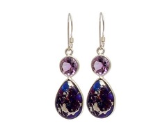 Partywear Silver Semi Precious Dangle Earrings for Women